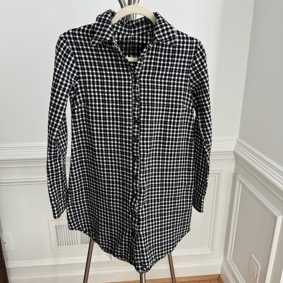 Reformation Tops - Reformation Black and White Checkered Tunic Button-Up Shirt XS